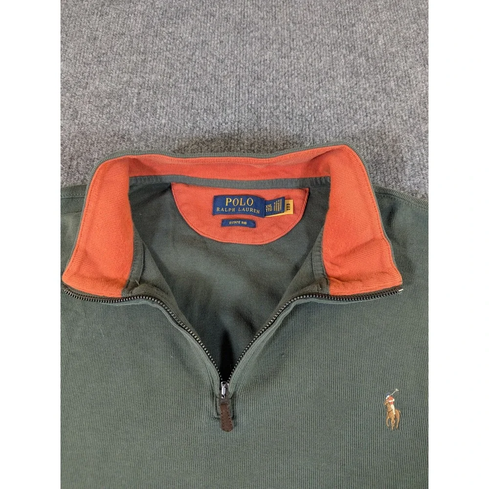 Polo‎ Ralph Lauren Mens XXL Estate Rib Quarter Zip Pullover Olive Green 2386